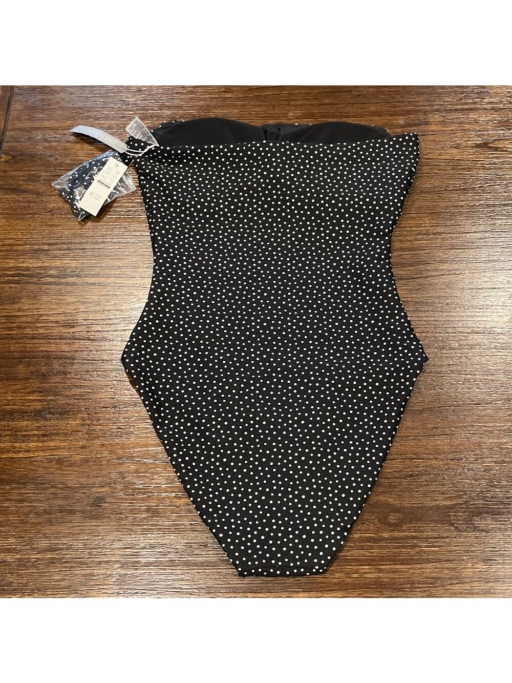 NWT J.Crew Gemma Bandeau One-Piece Swimsuit Sz 12 Black Polka Dot Classic Sculpt - Picture 7 of 14
